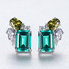 Halo Emerald Birthstone Earrings Sterling Silver