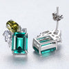 Halo Emerald Birthstone Earrings Sterling Silver