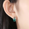 Halo Emerald Birthstone Earrings Sterling Silver
