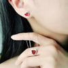 Heart-shaped Halo Ruby Birthstone Necklace Sterling Silver