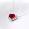 Heart-shaped Halo Ruby Birthstone Necklace Sterling Silver