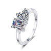 Heart-shaped and Emerald-Cut Moissanite Ring Sterling Silver