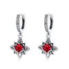 Hexagram Star Ruby Birthstone Earrings Sterling Silver