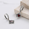 Hexagram Star Ruby Birthstone Earrings Sterling Silver