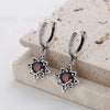 Hexagram Star Ruby Birthstone Earrings Sterling Silver