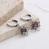 Hexagram Star Ruby Birthstone Earrings Sterling Silver