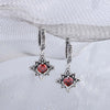 Hexagram Star Ruby Birthstone Earrings Sterling Silver