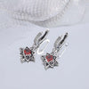 Hexagram Star Ruby Birthstone Earrings Sterling Silver