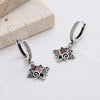Hexagram Star Ruby Birthstone Earrings Sterling Silver