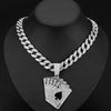Hip Hop Poker Pendant Cuban Chain Necklaces