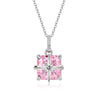Ice Flower Shape Pink Diamond Necklace Sterling Silver