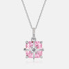 Ice Flower Shape Pink Diamond Necklace Sterling Silver