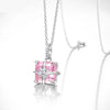 Ice Flower Shape Pink Diamond Necklace Sterling Silver