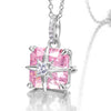 Ice Flower Shape Pink Diamond Necklace Sterling Silver