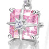 Ice Flower Shape Pink Diamond Necklace Sterling Silver