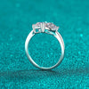Heart-shaped and Emerald-Cut Moissanite Ring Sterling Silver