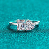 Heart-shaped and Emerald-Cut Moissanite Ring Sterling Silver