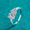 Heart-shaped and Emerald-Cut Moissanite Ring Sterling Silver