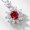 Oval Halo Ruby Birthstone Necklace Sterling Silver