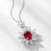 Oval Halo Ruby Birthstone Necklace Sterling Silver