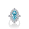 Pavé Burst Halo Marquise Cut Sapphire Birthstone Ring