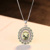 Pavé Burst Halo Olivine Birthstone Necklace Sterling Silver