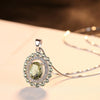 Pavé Burst Halo Olivine Birthstone Necklace Sterling Silver