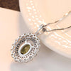 Pavé Burst Halo Olivine Birthstone Necklace Sterling Silver