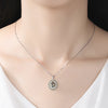 Pavé Burst Halo Olivine Birthstone Necklace Sterling Silver