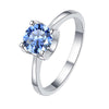 Pavé Floating Halo Blue Moissanite Ring Sterling Silver