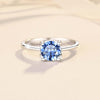 Pavé Floating Halo Blue Moissanite Ring Sterling Silver