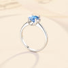 Pavé Floating Halo Blue Moissanite Ring Sterling Silver