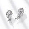 Pavé Floral Halo Earrings Sterling Silver