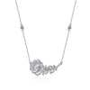 Pavé Floral Halo Necklace Sterling Silver