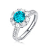 Pavé Flower Halo Moissanite Ring Sterling Silver