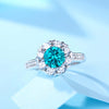 Pavé Flower Halo Moissanite Ring Sterling Silver