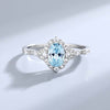 Pavé Halo Oval Shape Ring Sterling Silver