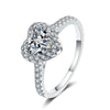 Pavé Heart-shaped Halo Moissanite Ring Sterling Silver