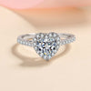 Pavé Heart-shaped Halo Moissanite Ring Sterling Silver