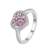 Pavé Heart-shaped Halo Pink Moissanite Ring Sterling Silver