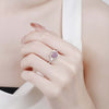 Pavé Heart-shaped Halo Pink Moissanite Ring Sterling Silver