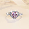 Pavé Heart-shaped Halo Pink Moissanite Ring Sterling Silver