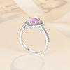 Pavé Heart-shaped Halo Pink Moissanite Ring Sterling Silver