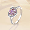Pavé Heart-shaped Halo Pink Moissanite Ring Sterling Silver