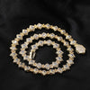 Pavé Round Halo Cuban Chain Tennis Necklace-Yellow Gold / White Gold