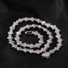 Pavé Round Halo Cuban Chain Tennis Necklace-Yellow Gold / White Gold
