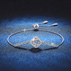 Pavé Round Halo Moissanite Bracelet Sterling Silver