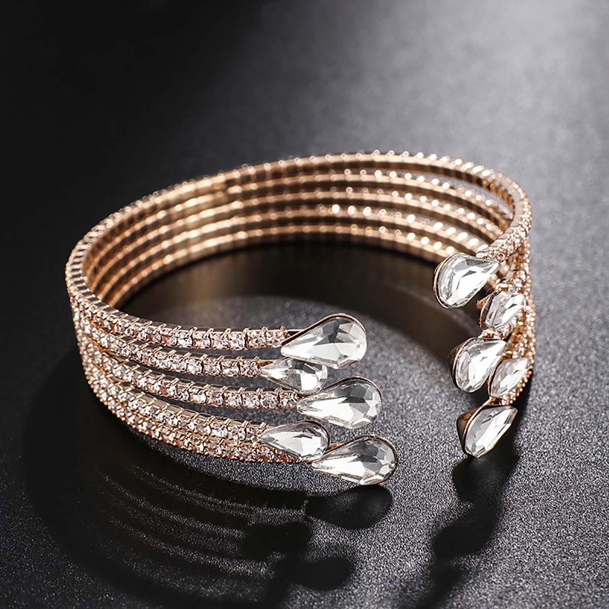 Pear Shaped Five Rows Cuff Tennis Bracelet – AESDIA