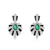 Pear Shaped Halo Emerald Birthstone Earrings Sterling Silver