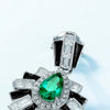 Pear Shaped Halo Emerald Birthstone Earrings Sterling Silver